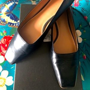 Charles & Keith square-toe black flats
